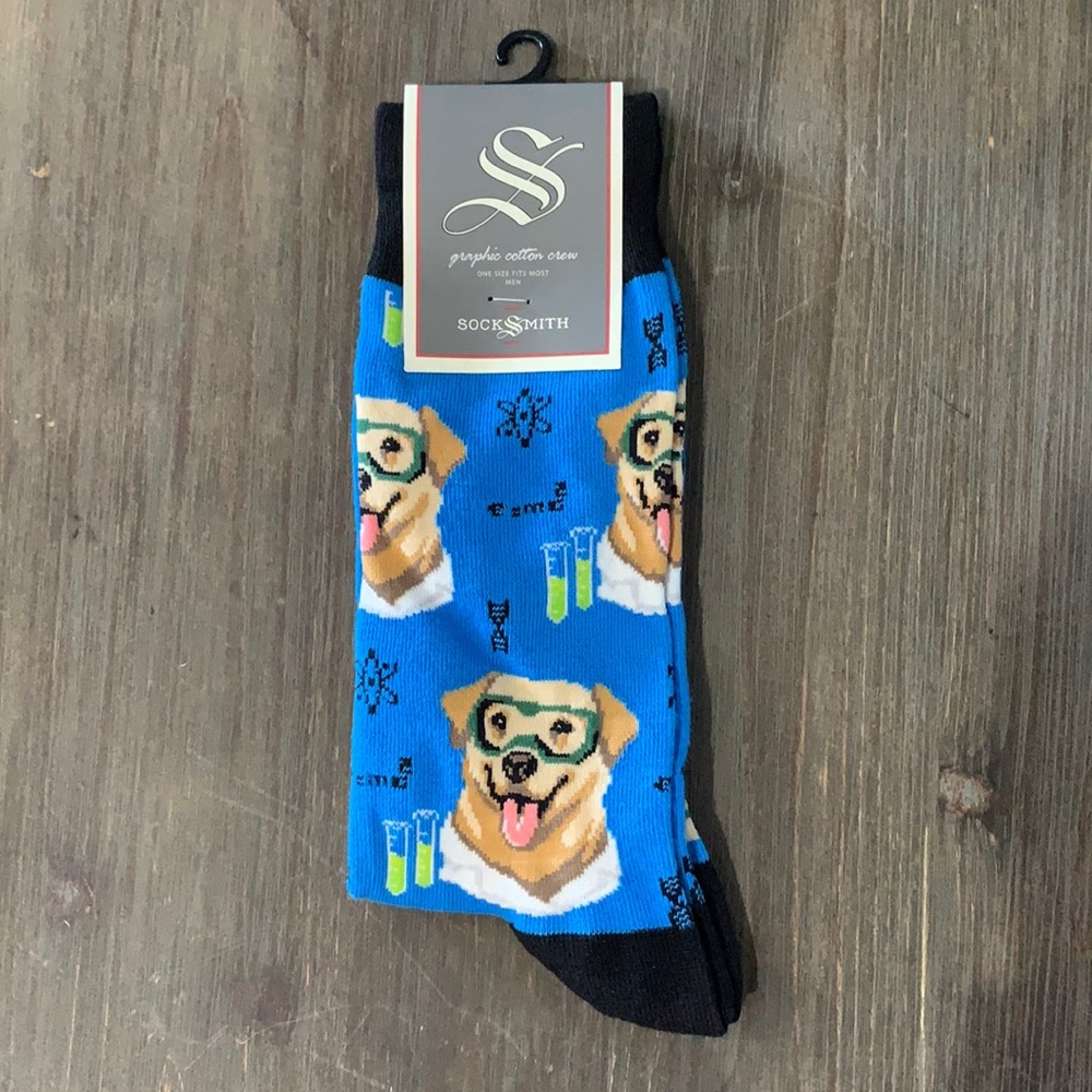 *NWT* Blue science dog socks. Men’s.